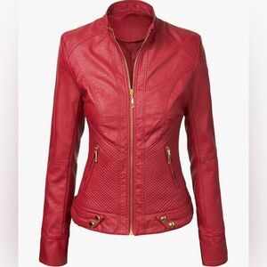 Faux Leather Jackets for Women Motorcycle PU Moto Biker Outwear Coat